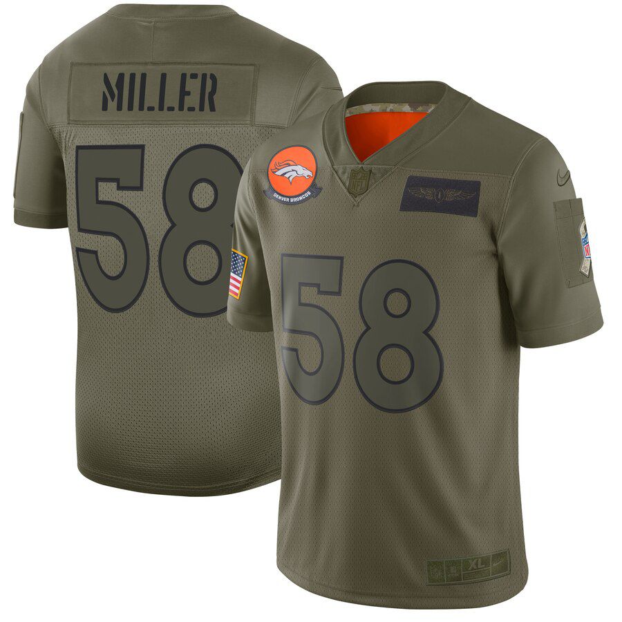 Men Denver Broncos #58 Miller Green Nike Olive Salute To Service Limited NFL Jerseys->denver broncos->NFL Jersey
